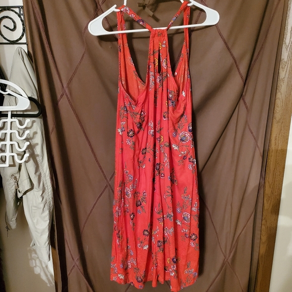 Old Navy Red Dress with flowers on it - Picture 2 of 10